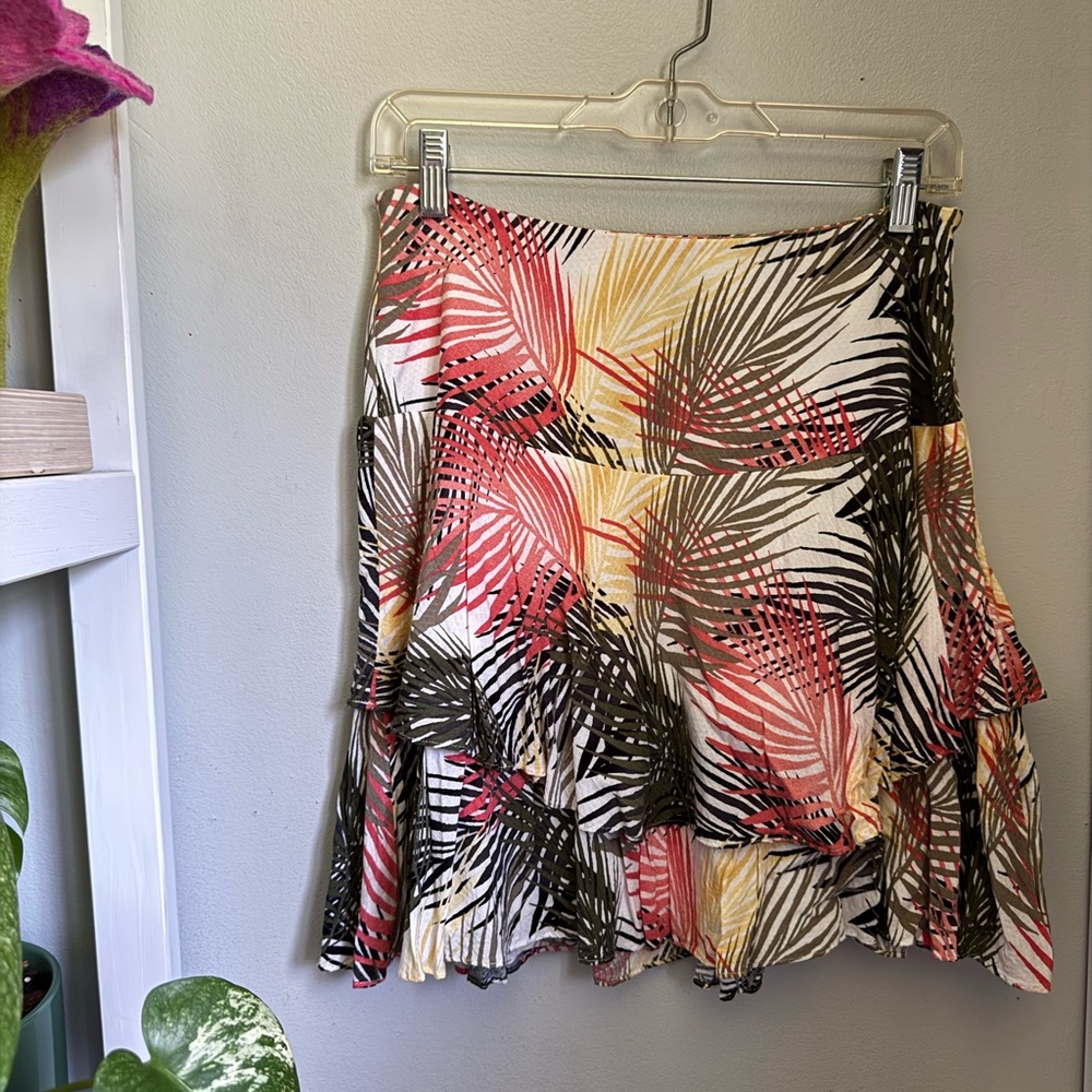 White House Black Market Pink Orange Mini Skater Skirt